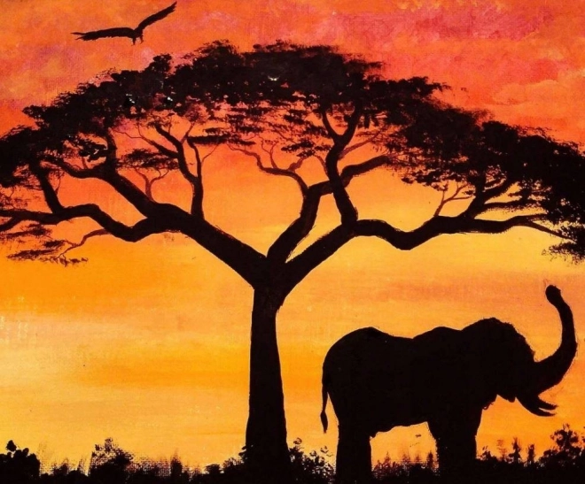 Diamond Painting Kit Elephant Sunset