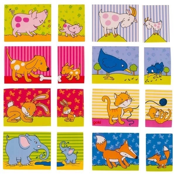 Goki Wooden Memory Game Mom and Baby Animals