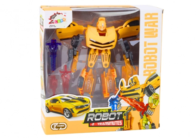 2-in-1 Transforming Yellow Sports Car Robot