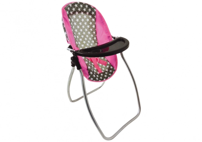 Doll Swing and High Chair Set in Gray-Pink