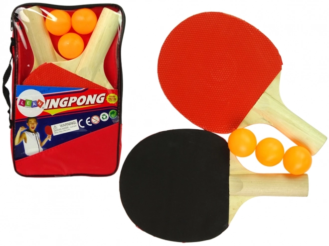 wooden table tennis set with 3 balls and cover