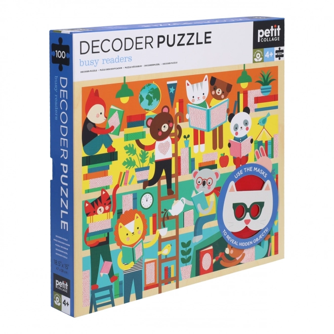 Petit Collage Puzzle Library with 3D Glasses