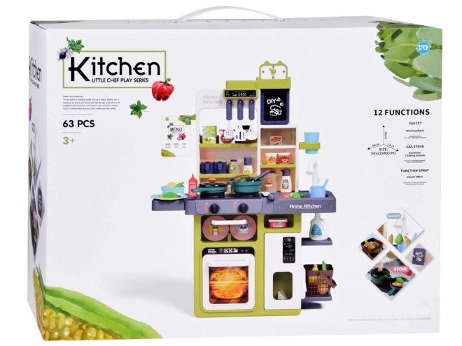 Interactive Kitchen Playset with Light, Sound, and Water Effects