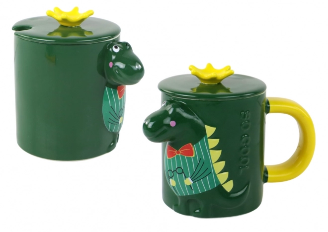 Green Dinosaur Mug with Lid