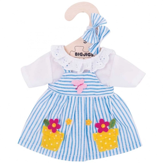 Blue Striped Doll Dress for 28 cm Dolls