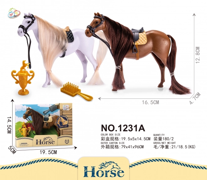 Horse Toy with Brush and Trophy