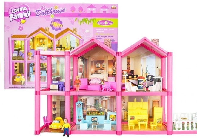 Large Dollhouse with Accessories and Furniture