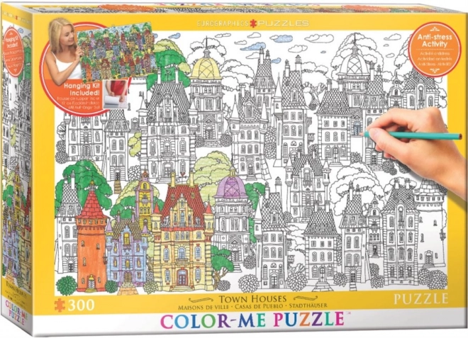 Color Me Puzzle City Houses 300 Pieces with Hanging Set