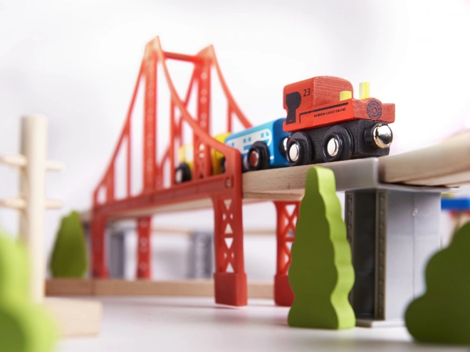 Wooden Train Set with Tracks and Accessories