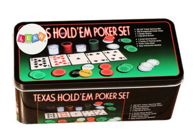 Poker Game Set with Cards, Chips, and Game Board