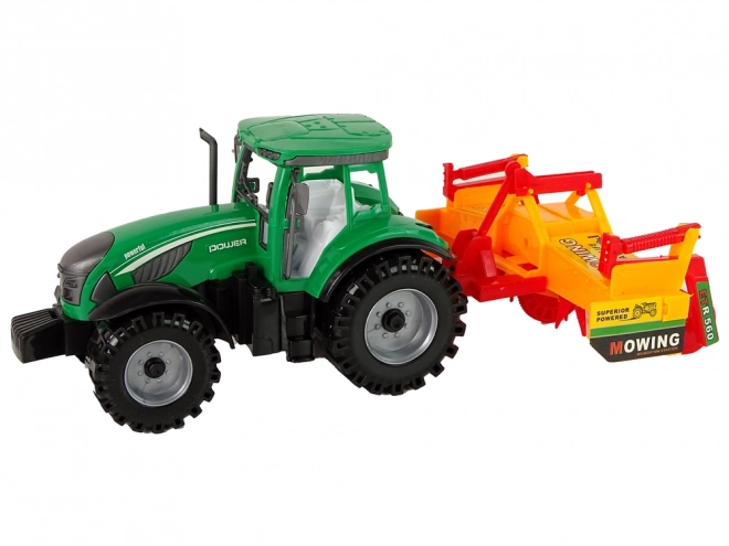 Green Tractor with Orange Cultivator for Kids