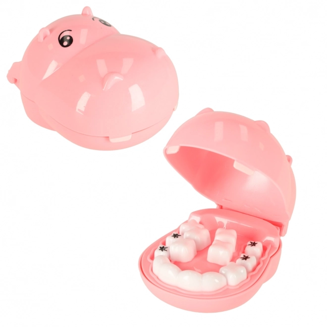 Pink hippo dentist playset