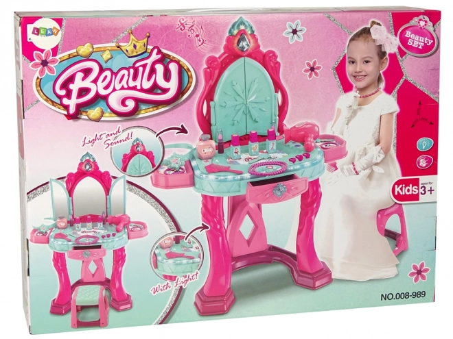 Beauty Vanity Set with Mirror, Lights and Sound - Pink