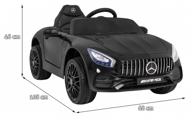 Mercedes Benz GT baterie pro děti černá + dálkové ovládání + pomalý start + MP3 LED