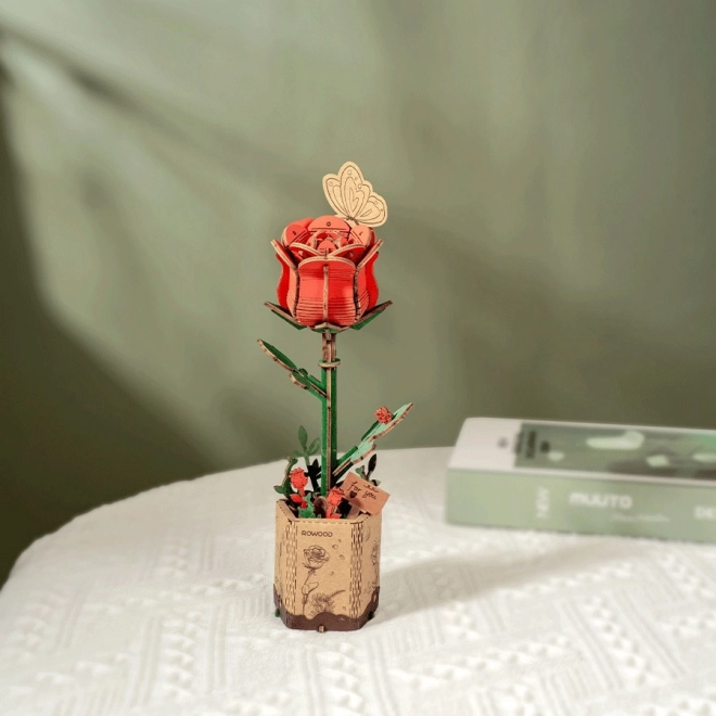 3D Wooden Puzzle Red Rose