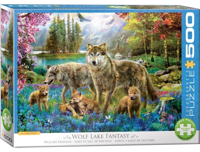 Wolf Family at the Lake XL Puzzle - 500 Pieces