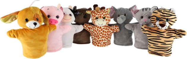 Marionnette à main en peluche 24 cm – assortiment d’animaux