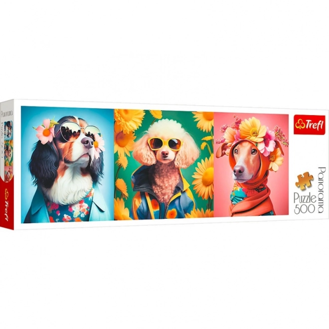 Trefl panoramic puzzle dog fashion week 500 pieces