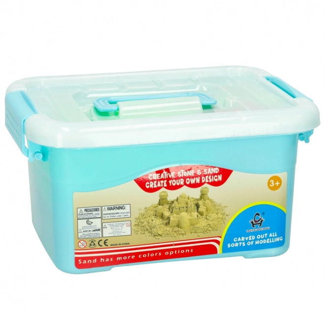 Kinetic Sand Set with Molds and Sandbox – beige