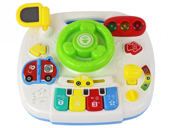 Educational Interactive Table with Steering Wheel 2-in-1 for Toddlers