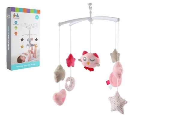 Baby Mobile with Owl and Music Box Pink