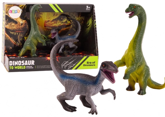 Dinosaur Figures Set Brachiosaurus Velociraptor 2 Pieces