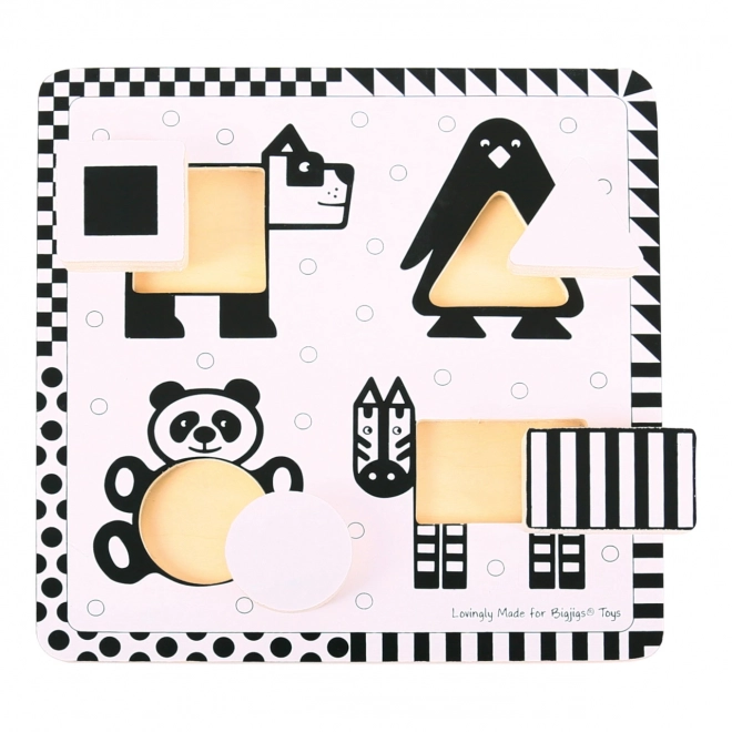 Bigjigs Toys Wooden Black and White Shape Puzzle