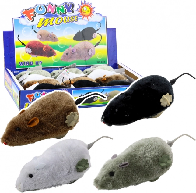 Wind-up plush mouse toy for children and cats