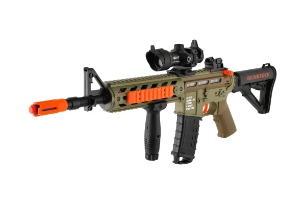Fusil mitrailleur avec balles en mousse + 12 balles en plastique 60cm à piles avec lumière, son dans une boîte 65x27x6cm
