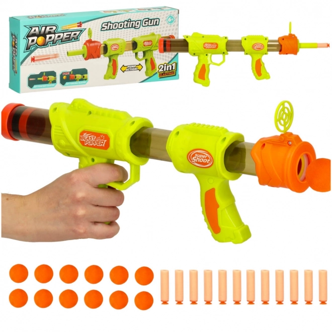 Green toy gun rifle with bullets 2 in 1