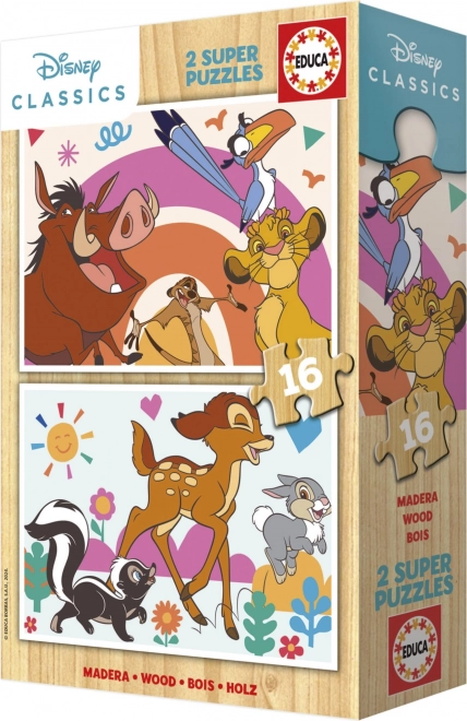 Wooden Puzzle The Lion King and Bambi 2x16 Pieces