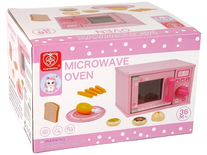 Wooden Pink Play Microwave Oven for Kids