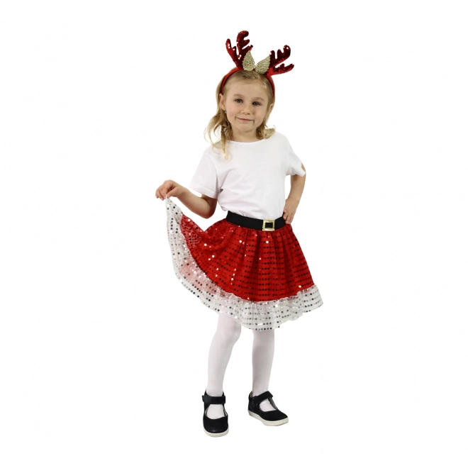 Christmas Reindeer Headband and Tutu Skirt for Girls