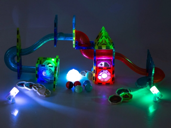 Glowing Magnetic Marble Track Blocks - 75 Pieces