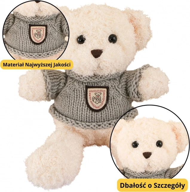 Orsetto di peluche con maglione grigio 26 cm