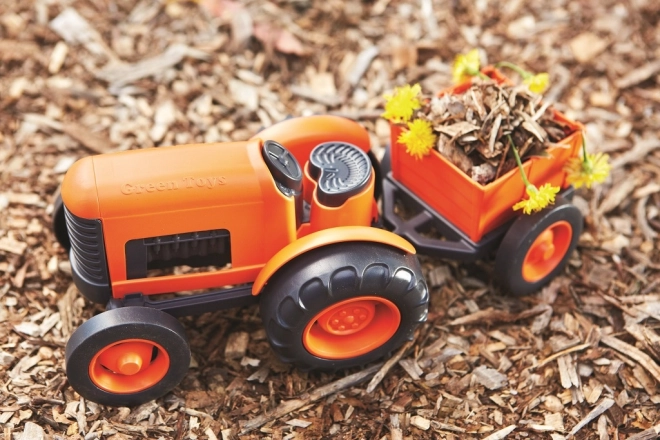 Green Toys Tractor with Trailer Orange