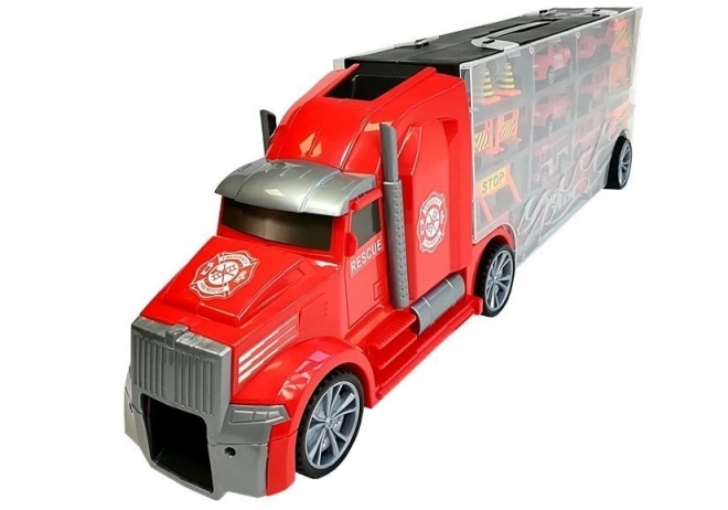 Fire Truck Sorter Suitcase with Cars and Helicopter