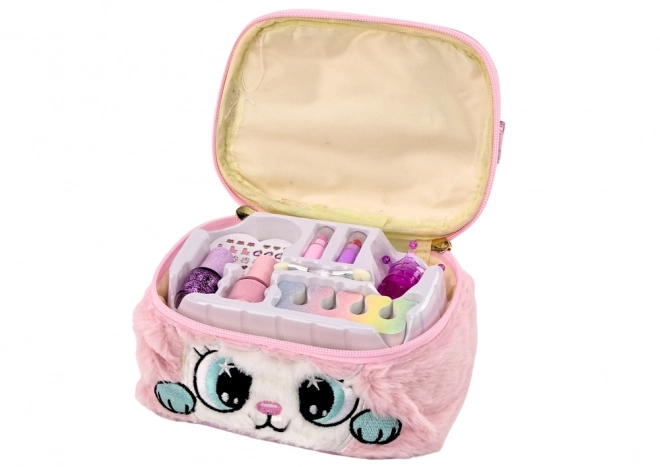 Beauty Set with Plush Cat Vanity Bag