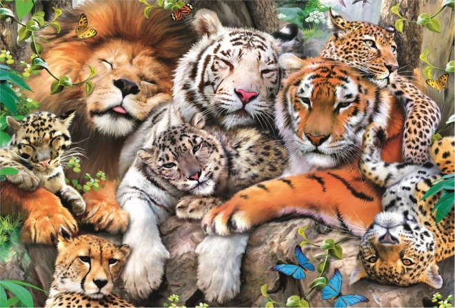 Wooden Puzzle Wild Cats in the Jungle