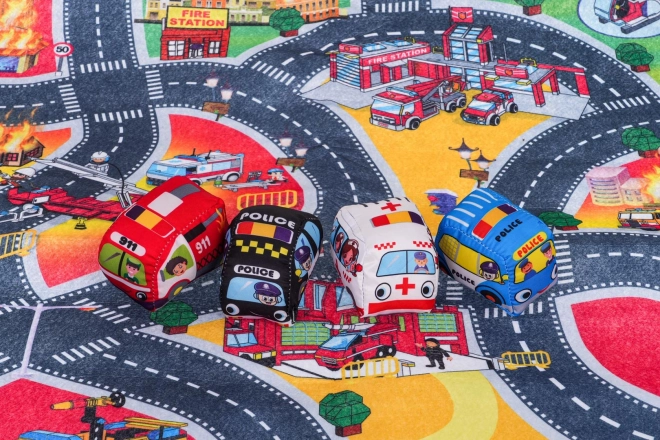 City Mat with Fire Station and Soft Car Set