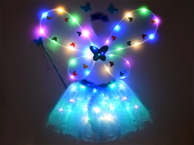 Blue Fairy Costume with LED Wings