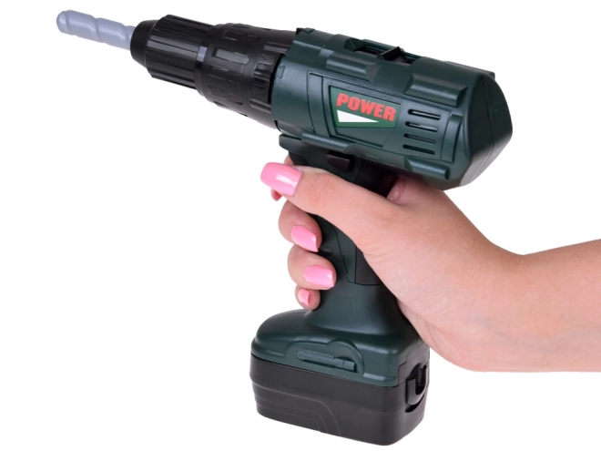 Workbench Tool Set with Battery-Powered Drill