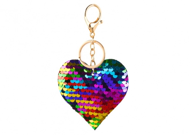 Heart Sequin Keychain with Reversible Sequins