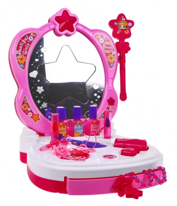 Interactive Portable Vanity Set for Girls with Mirror and Accessories