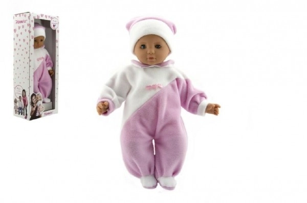 Adorable Cloth Body Baby Doll with Pink and White Overalls