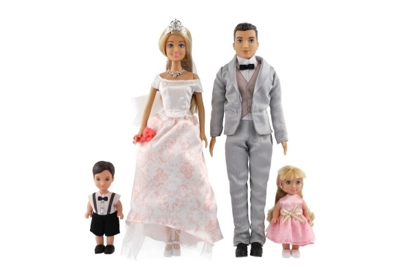 Bride and Groom Doll Set with Family