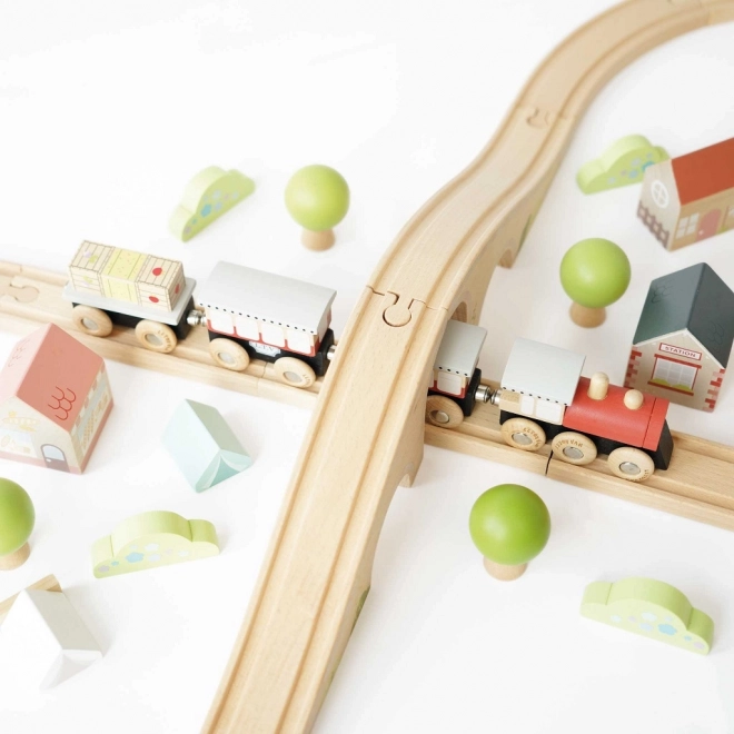 Wooden Railway Set for Kids