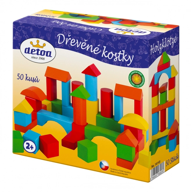 Wooden Building Blocks Set 50 pcs