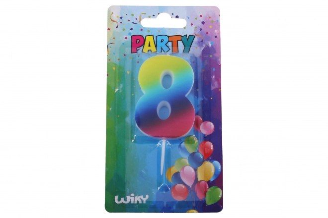 Rainbow Number 8 Party Candle