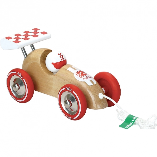 Vilac pull-along racing car with red fin